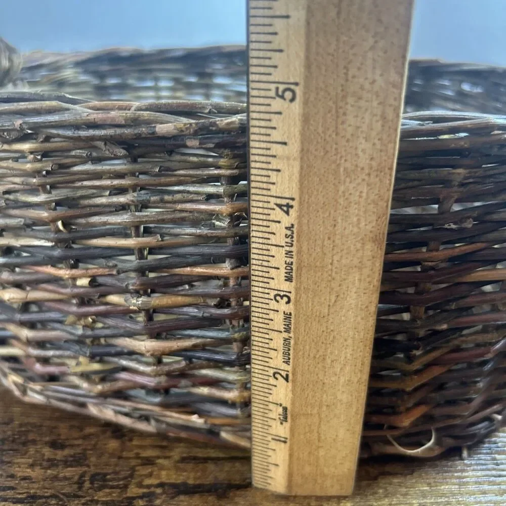 Rustic Woven Basket With Handles Farmhouse Rustic Storage Decor 10x7x4.75in Bin